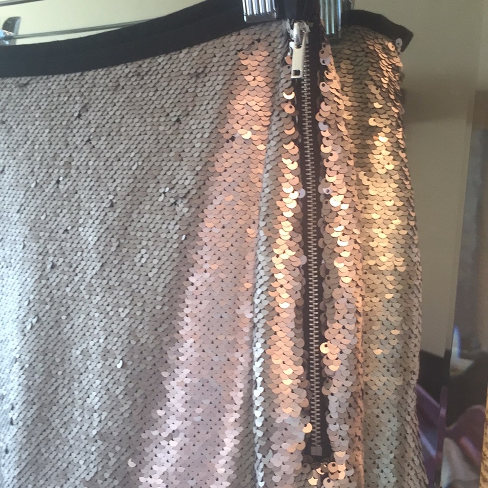 Zara Basic Mini Skirt. Matte Silver Sequins.Size S - image 2